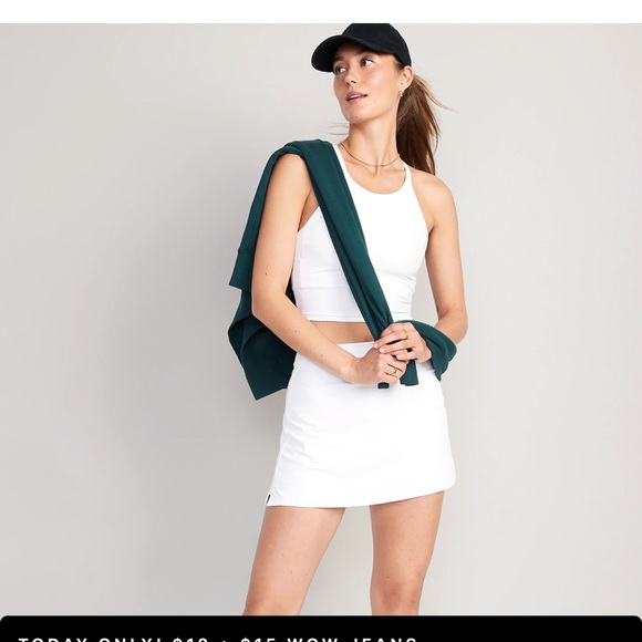 NWT OLD NAVY Extra High-Waisted PowerSoft Skort Color: White Lilies SIZE XLARGE - Picture 3 of 7